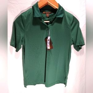 NWT ladies medium green polo antimicrobial, moisture wicking, uv protection NEW.